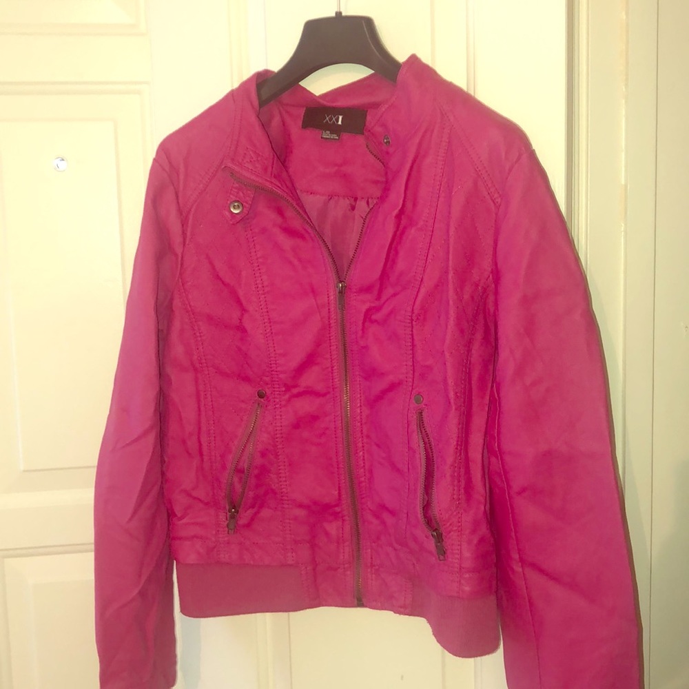Pink faux leather jacket